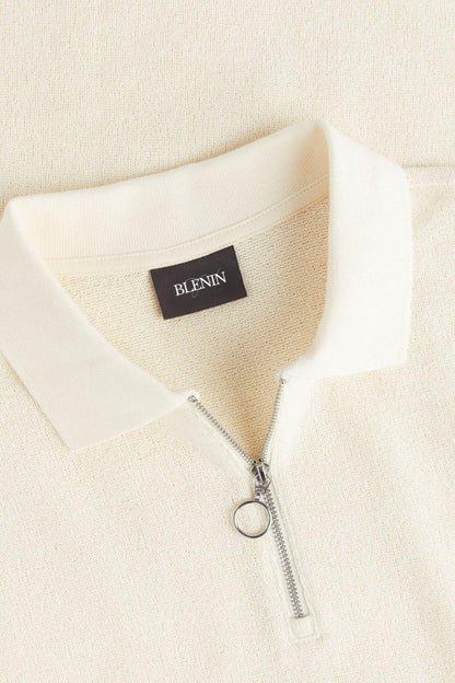 Herren Poloshirt Strick Reißverschluss Modern
