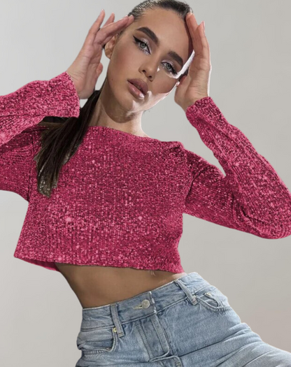 Eveloria Damen Pailletten Crop