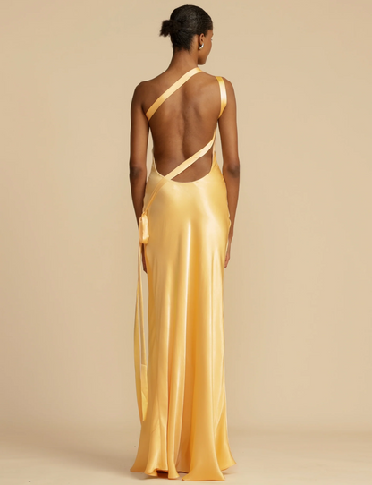 Eveloria Damen Satin Kleid Glänzend Sommerfarben
