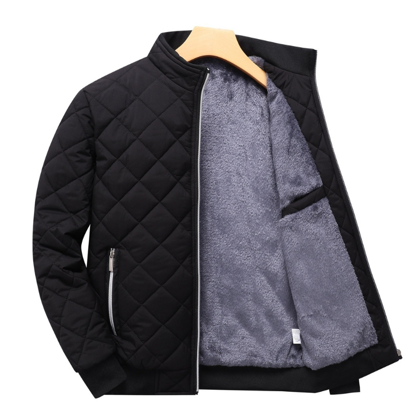 Herren Fleecejacke Stehkragen Reißverschluss Warm Beige