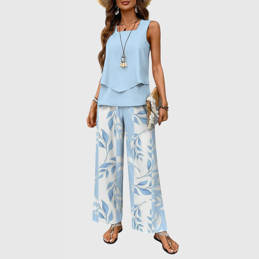Damen Zweiteiler Set Weite Bein Hose - Eveloria