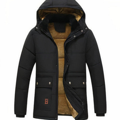 Herren Winterparka Warm Gefüttert Abnehmbare Fellkapuze