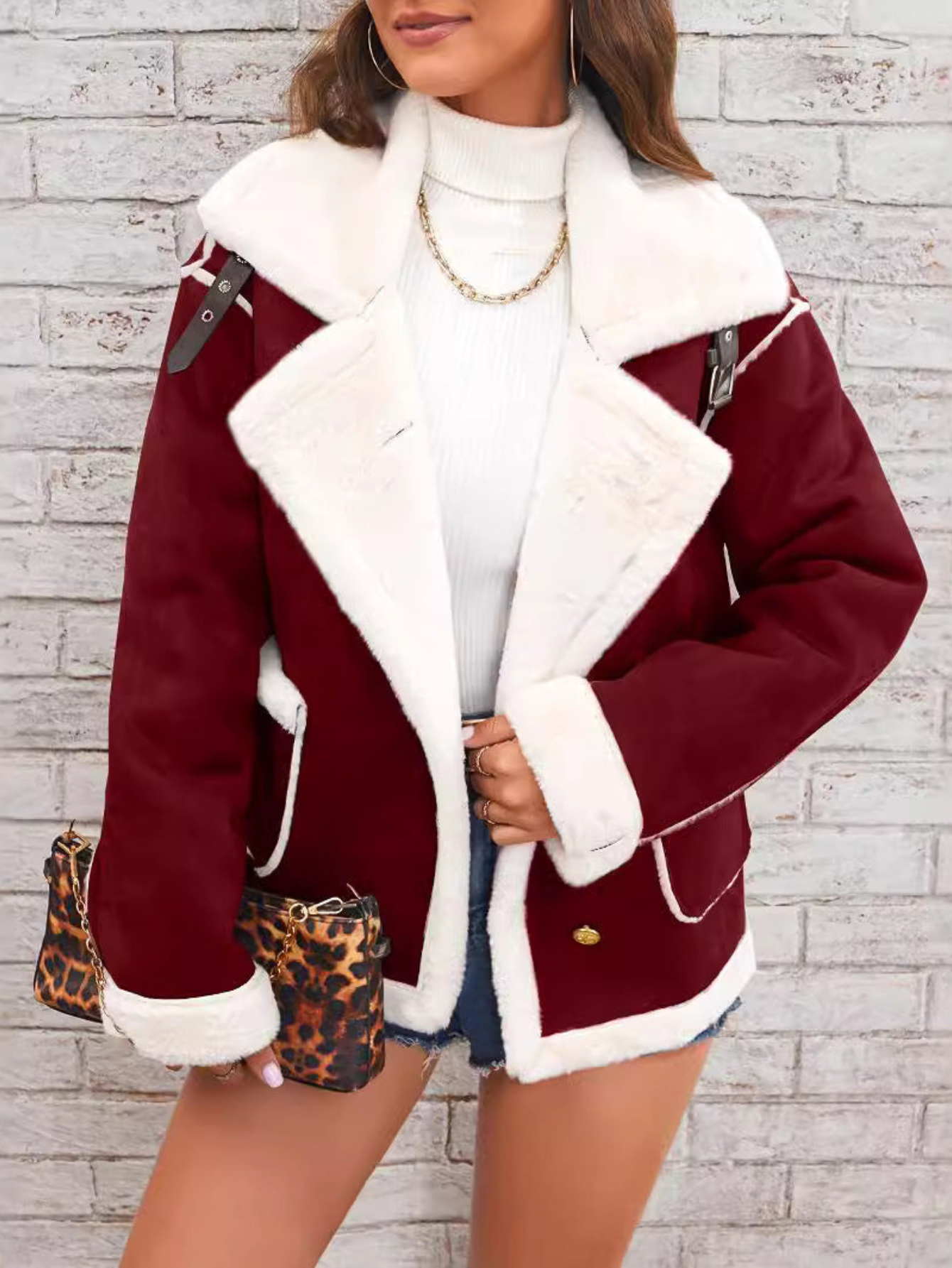 Caprina Damen Baumwolljacke Teddyfutter Reverskragen - Eveloria