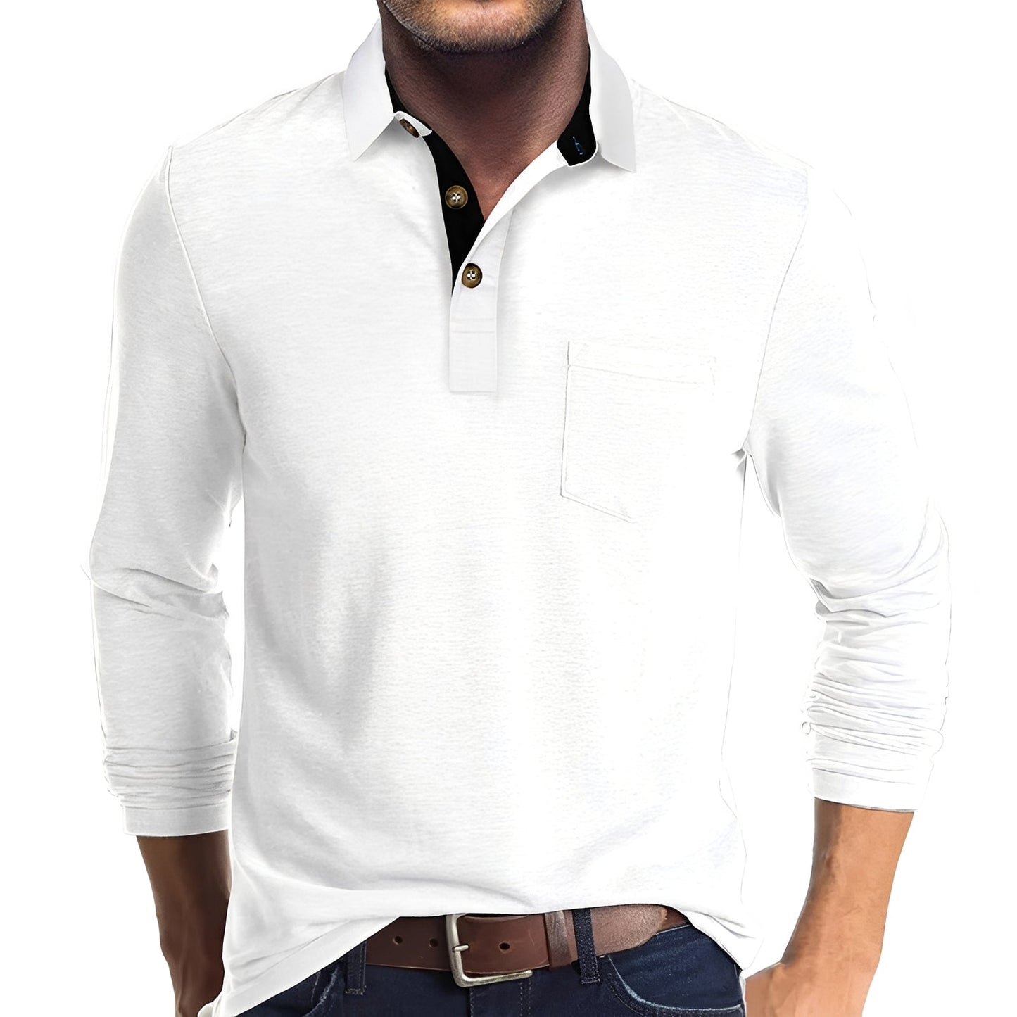 Herren Langarm-Poloshirt Komfortabel Vielseitig