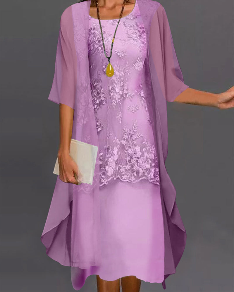 Damen Zweiteiler Set Chiffon Elegant