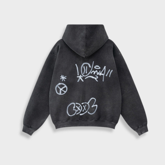 Damen Hoodie Oversize Graffiti Print Y2K Stil - Eveloria