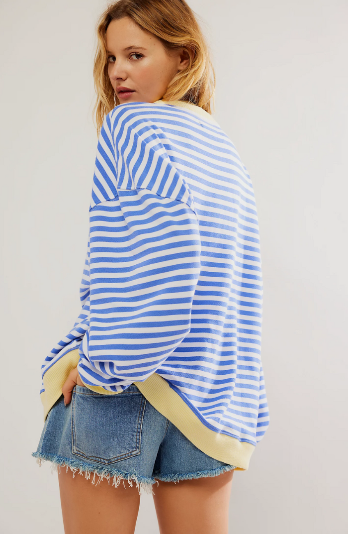 Eveloria Damen Übergroßer Pullover Gestreift Gemütlich - Eveloria