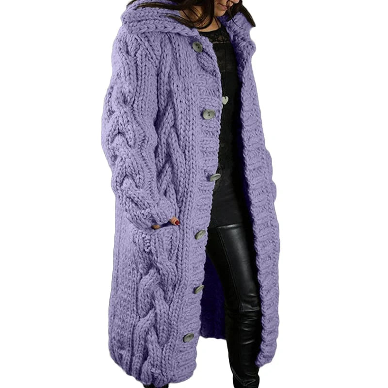 Eveloria Damen Strickjacke Dicke Wolle Beige