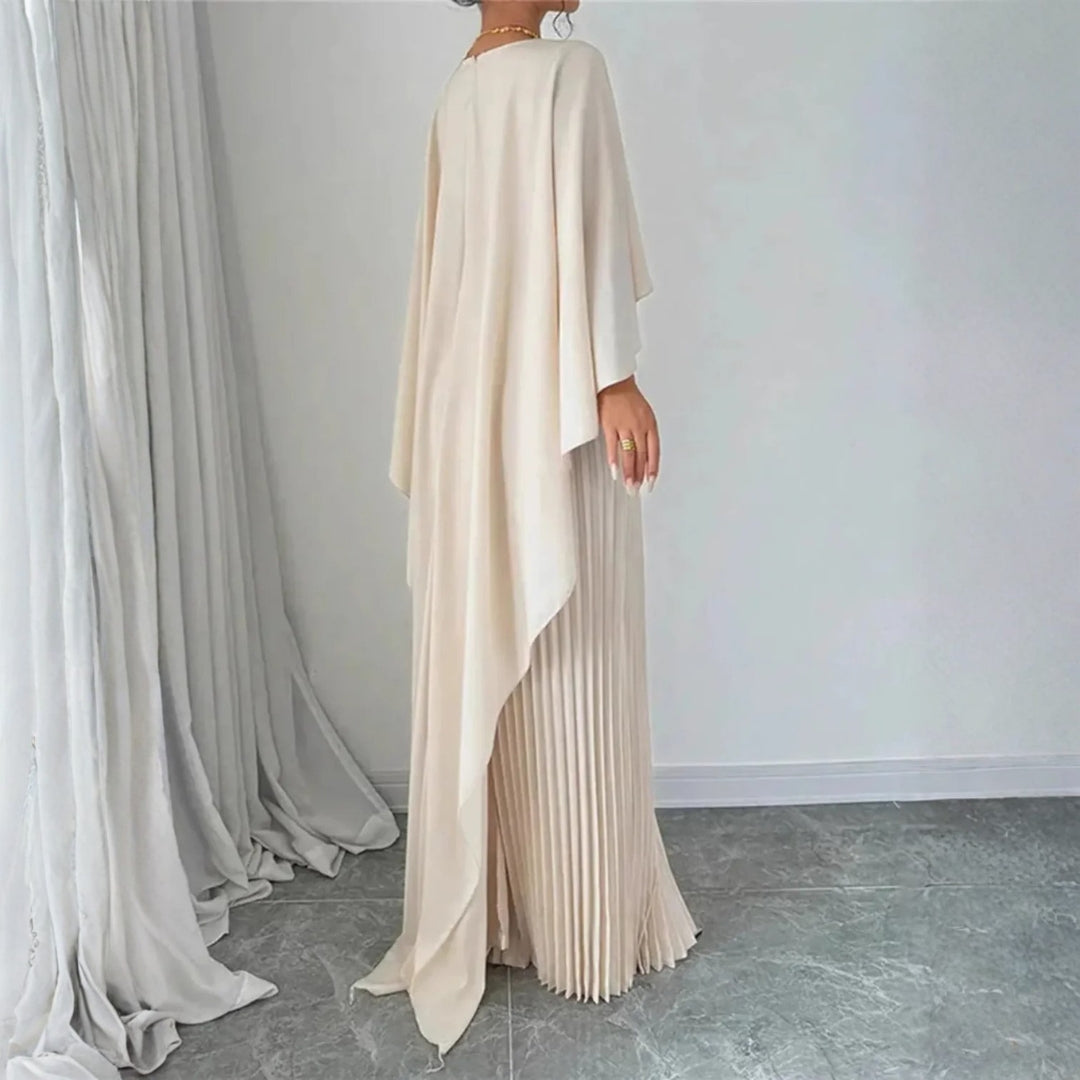 Damen Hochzeitsgast Maxikleid Gefaltetes Cape Kleid