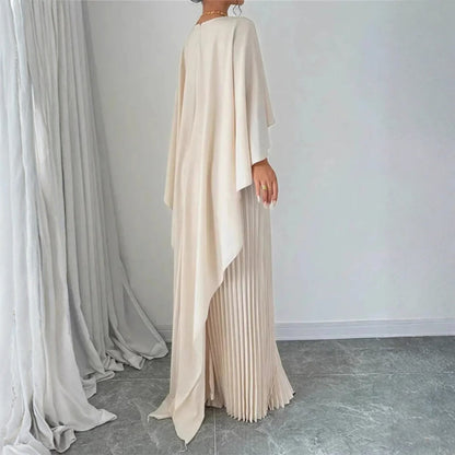 Damen Hochzeitsgast Maxikleid Gefaltetes Cape Kleid