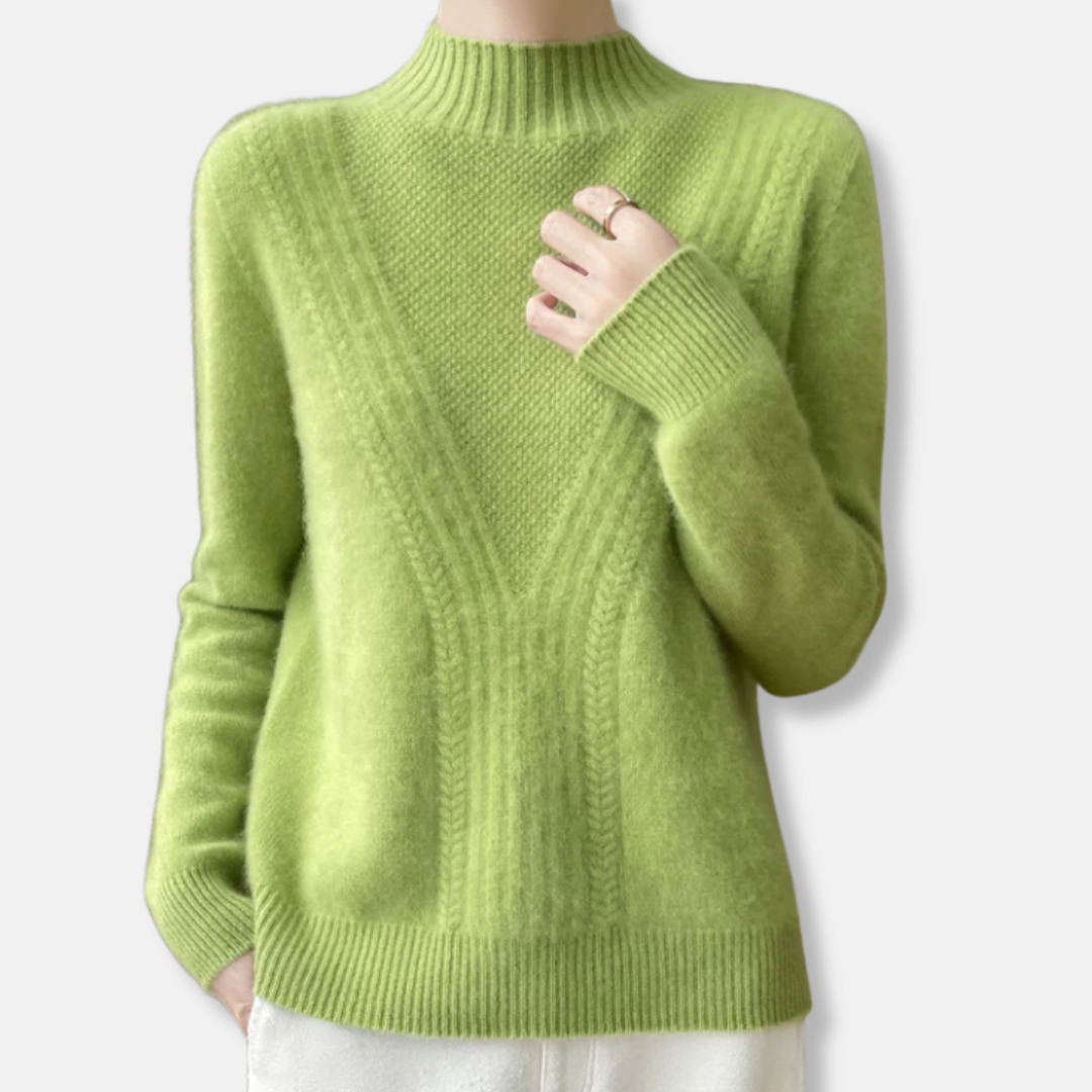 Eveloria Damen Pullover Wollmischung Lockere Passform Rippstrick