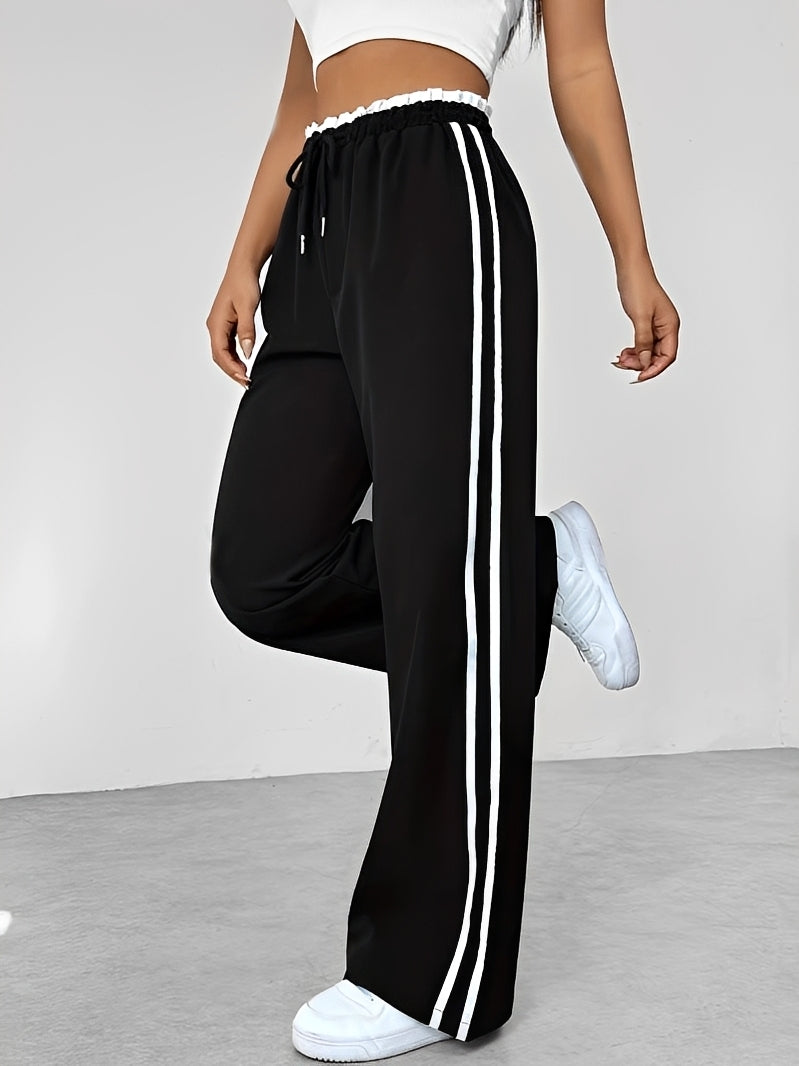 Damen Gerade-Hose Weite Fit Seitenstreifen