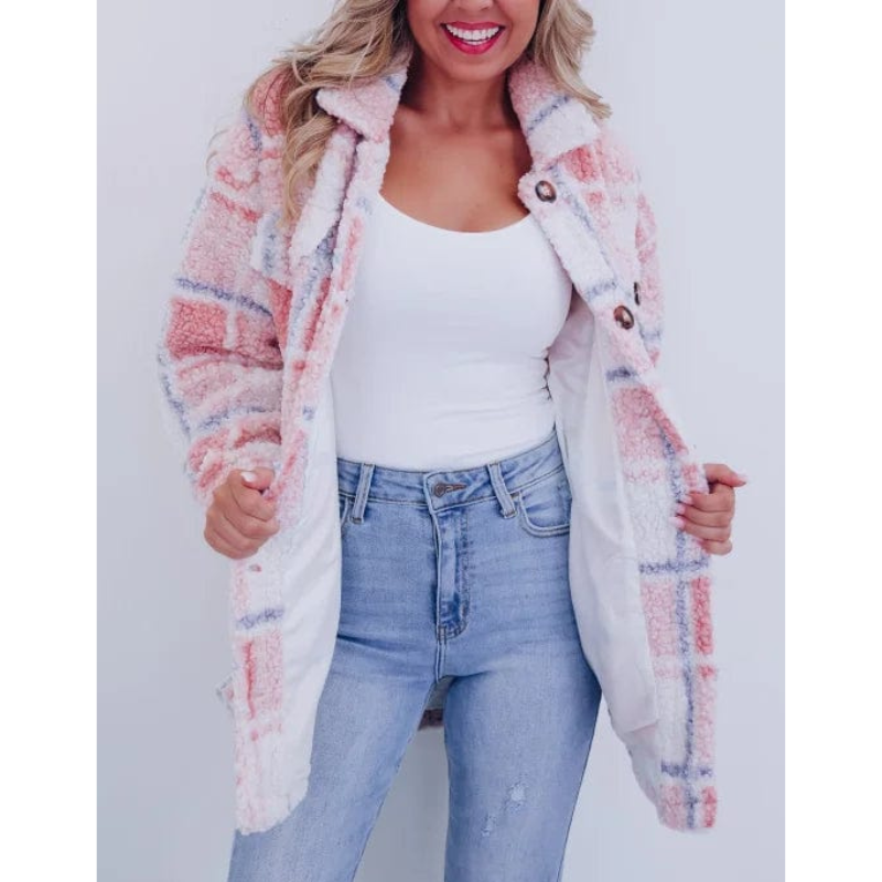 Damen Wintermantel Wolle Flauschig Warm - Eveloria