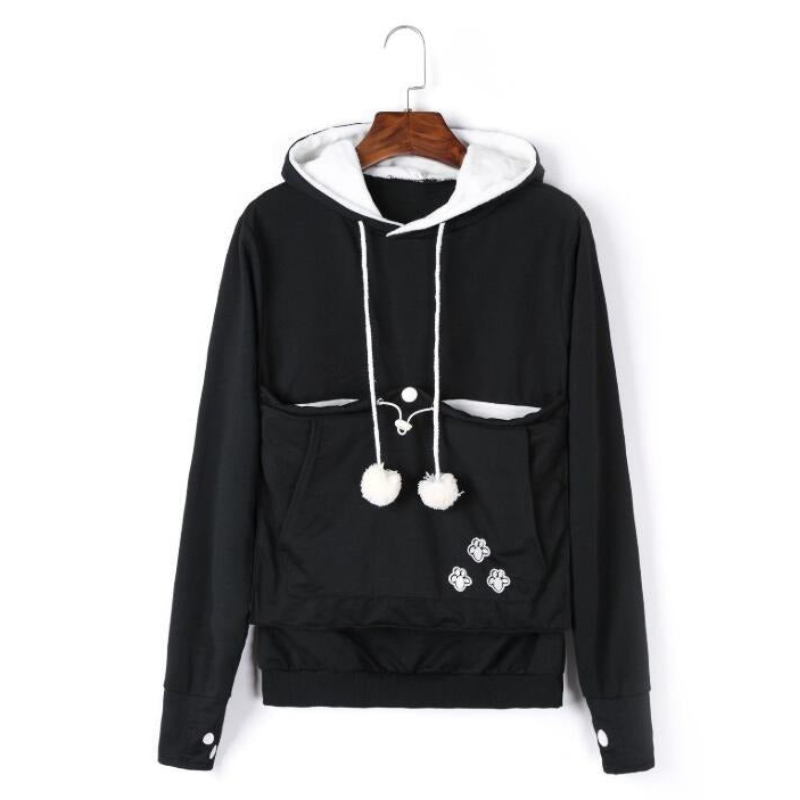 Eveloria Damen Hoodie Pullover mit Kapuze und Katzentasche
