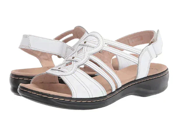 Eveloria Damen Flache Strandsandalen Bequem Leder Braun - Eveloria