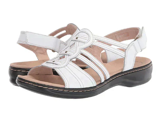 Eveloria Damen Flache Strandsandalen Bequem Leder Braun - Eveloria