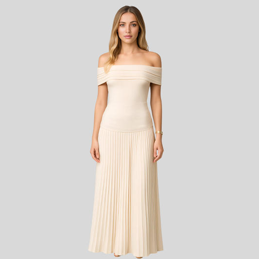 Damen Hochzeitsgastkleid Gefaltet Maxikleid - Eveloria