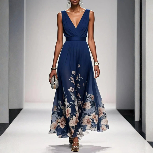 Damen Maxi Kleid Floralmuster Für Hochzeitsgäste - Eveloria