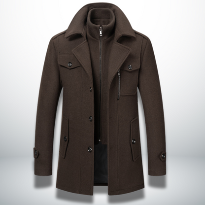 Felix Herren Mantel Smart-Casual Knopfverschluss