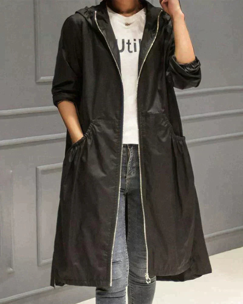 Eveloria Damen Regenjacke Reißverschluss Kapuze