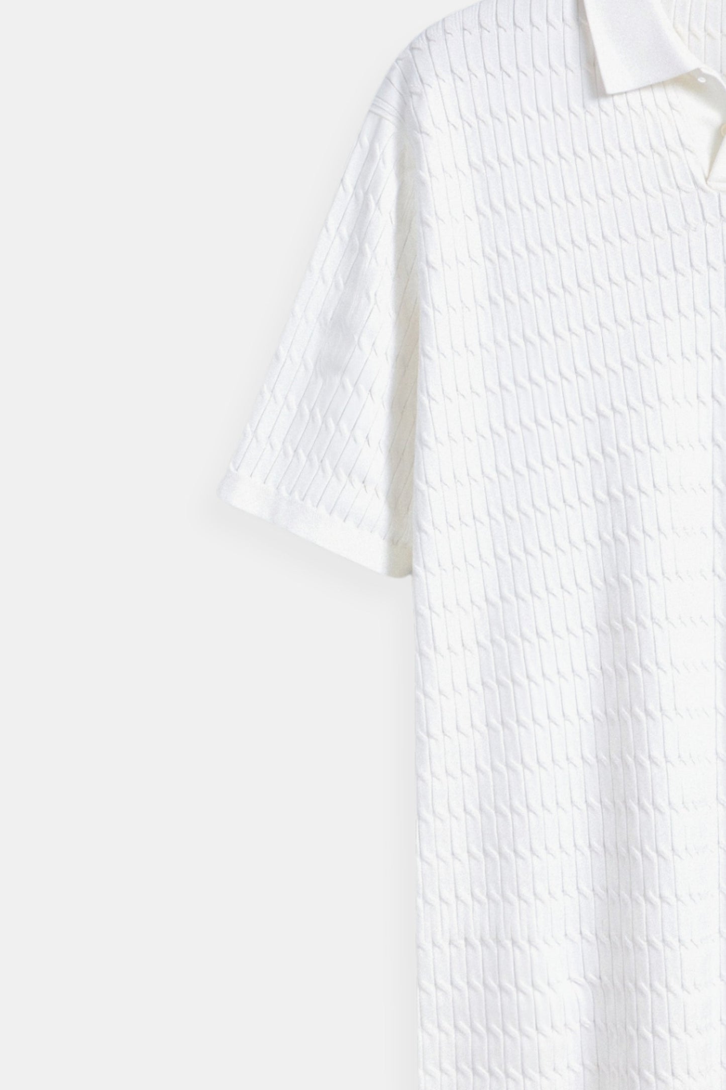 Weißes Herren Poloshirt Strick Strukturmuster