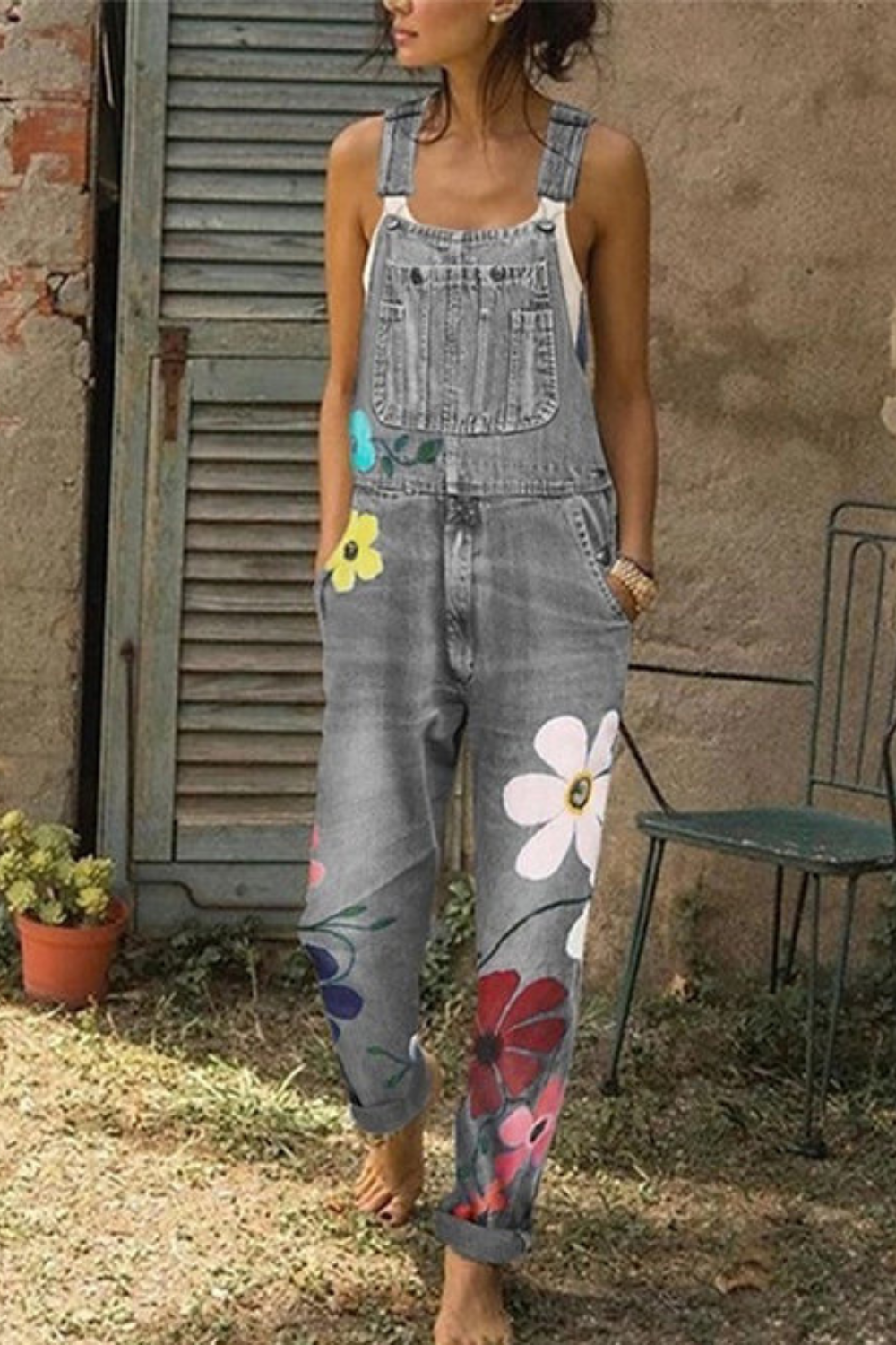 Damen Overall Blumenmuster Lässig - Eveloria