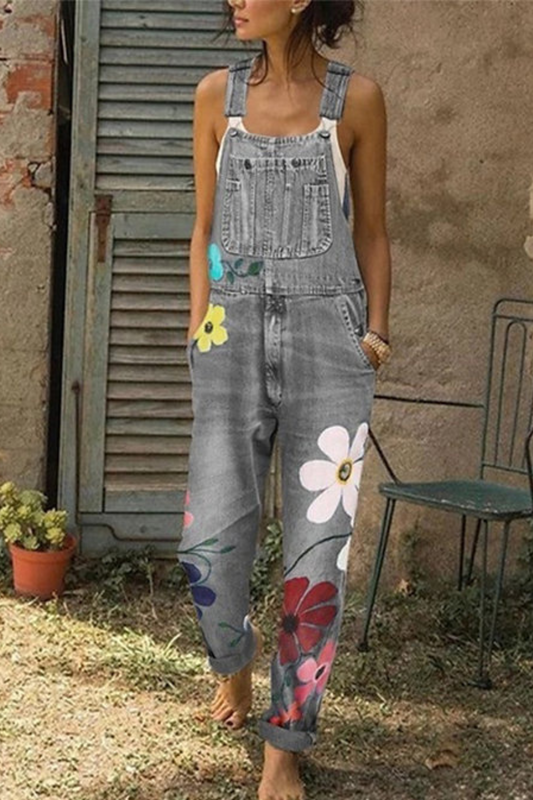 Damen Overall Blumenmuster Lässig - Eveloria
