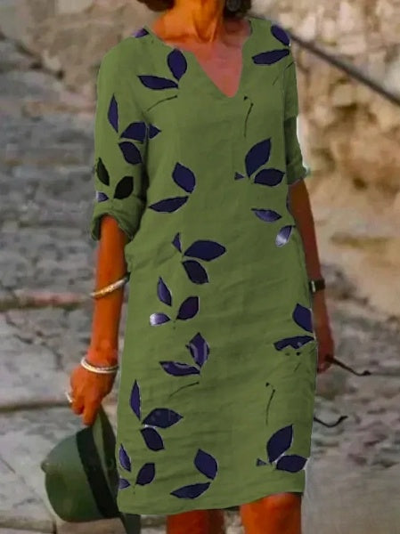 Eveloria Damenkleid Blumendruck Halbärmelig
