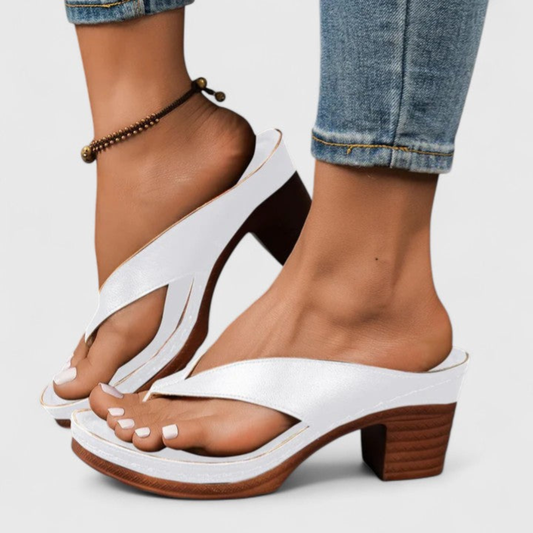 Damen Chunky Heel Zehentrenner Sandalen