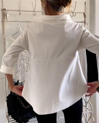 Damen Bluse Wasserfallausschnitt 3/4-Ärmel Lässig