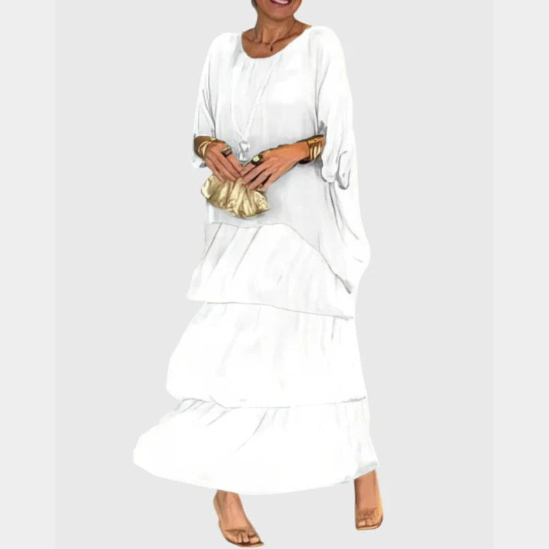 Damen Boho Maxikleid mit Shorts Geschichtetes Design