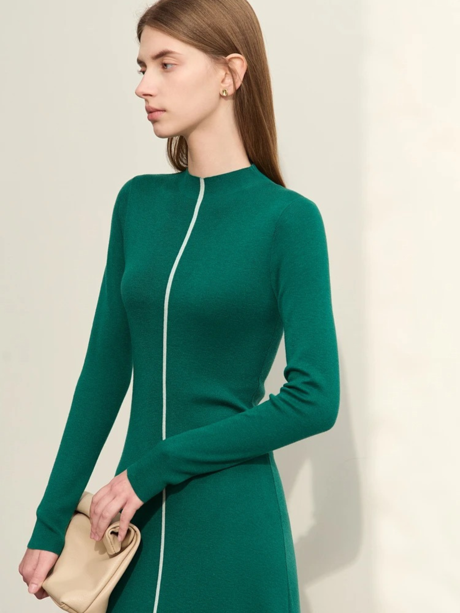 Französisches Damenstrickkleid Slim Fit Halbkragen - Eveloria