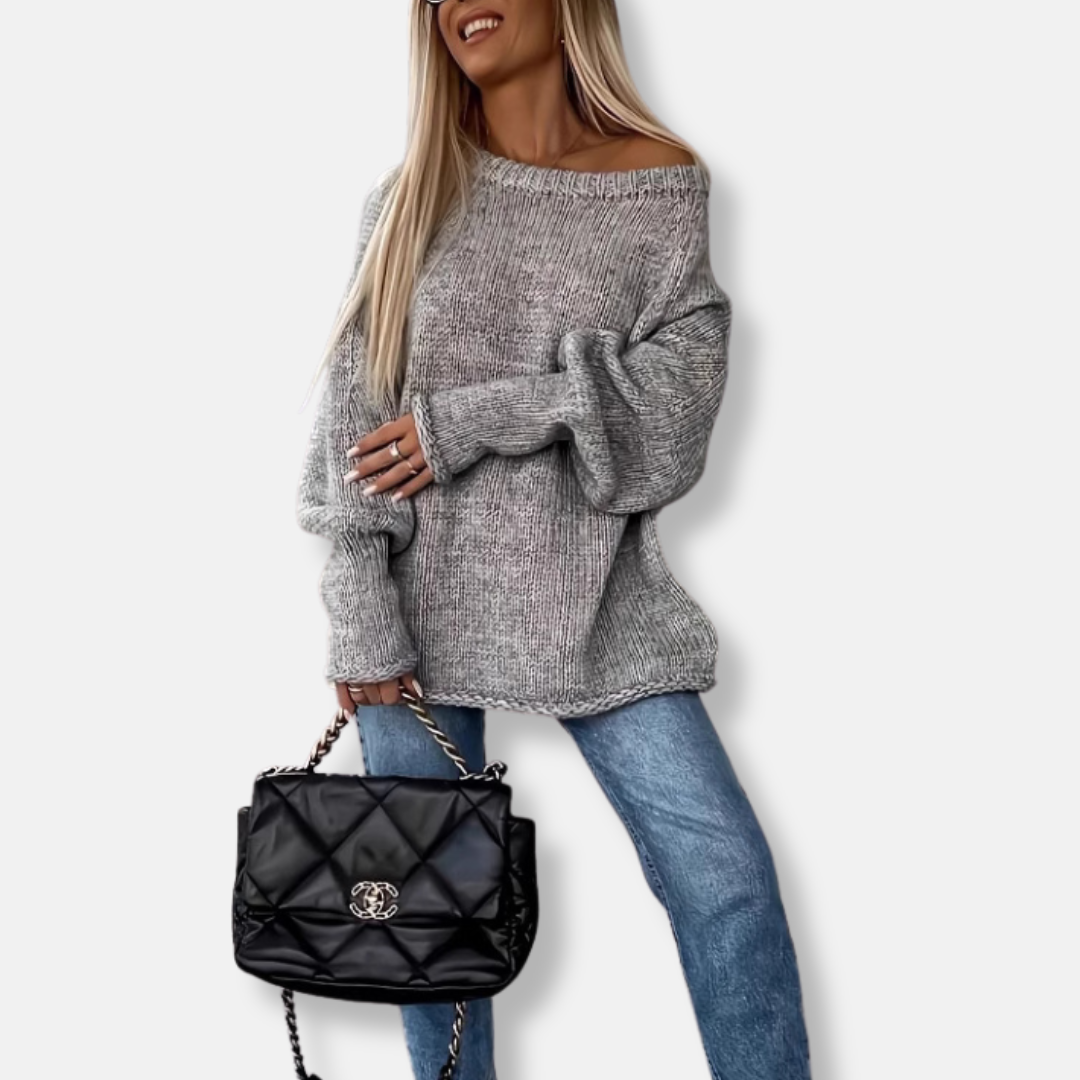 Damen Sweatshirt Oversized Off-Shoulder Balloonärmel