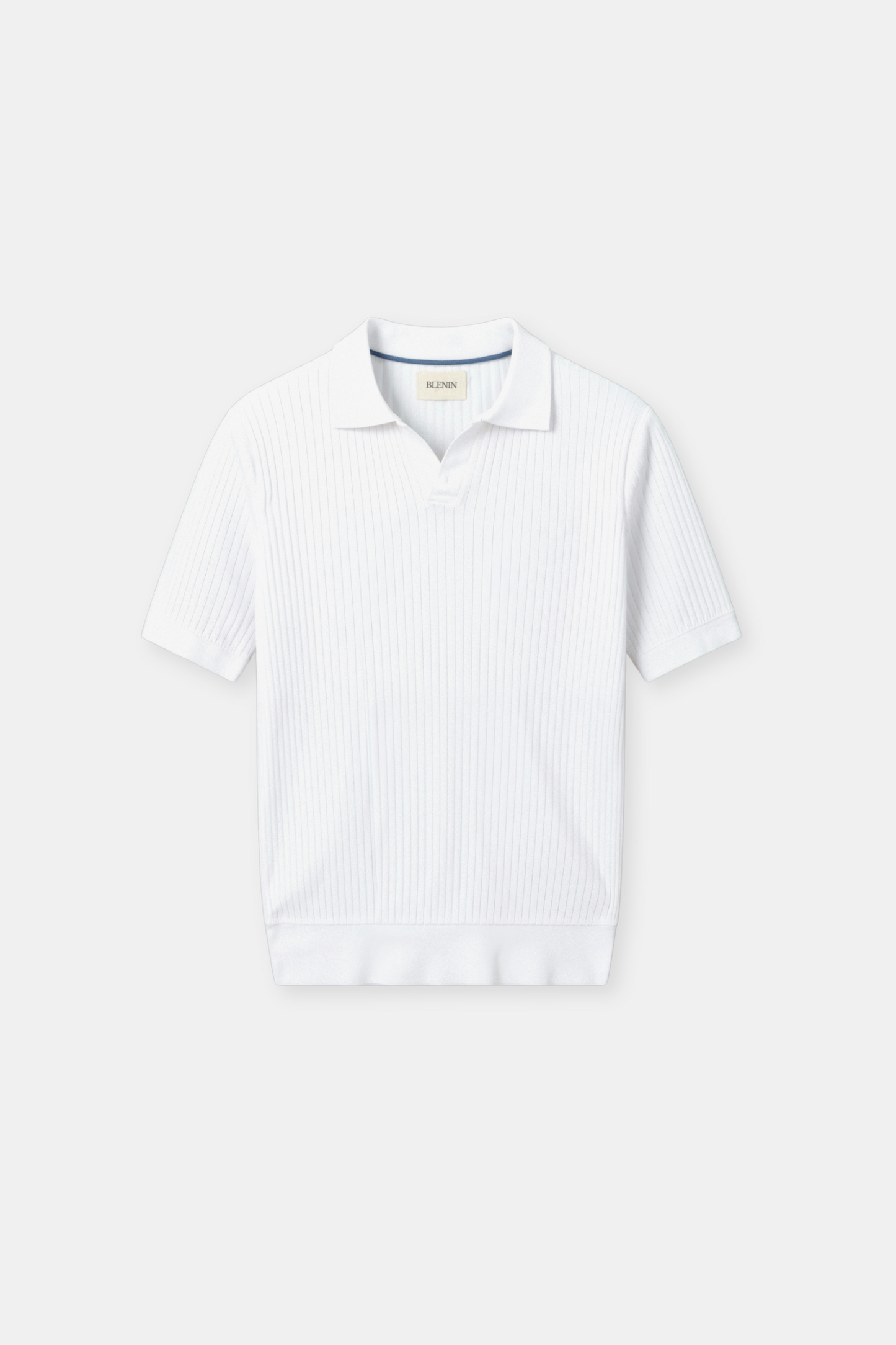 Herren Poloshirt Kurzärmelig Gerippt Elegant Weiß