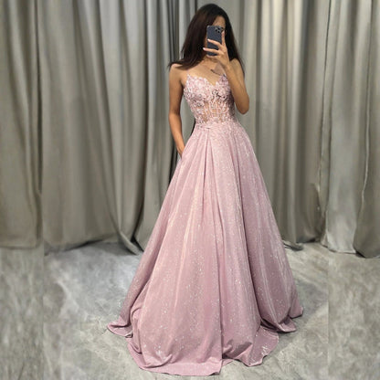 Damen Maxikleid Verziert Hochzeitsgast Schwarz - Eveloria