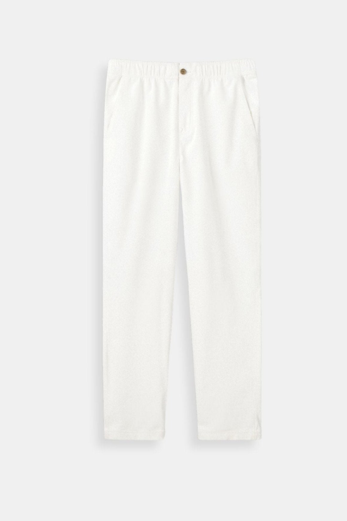 Herren-Hose Beige Elastischer Bund Mit Knopfverschluss
