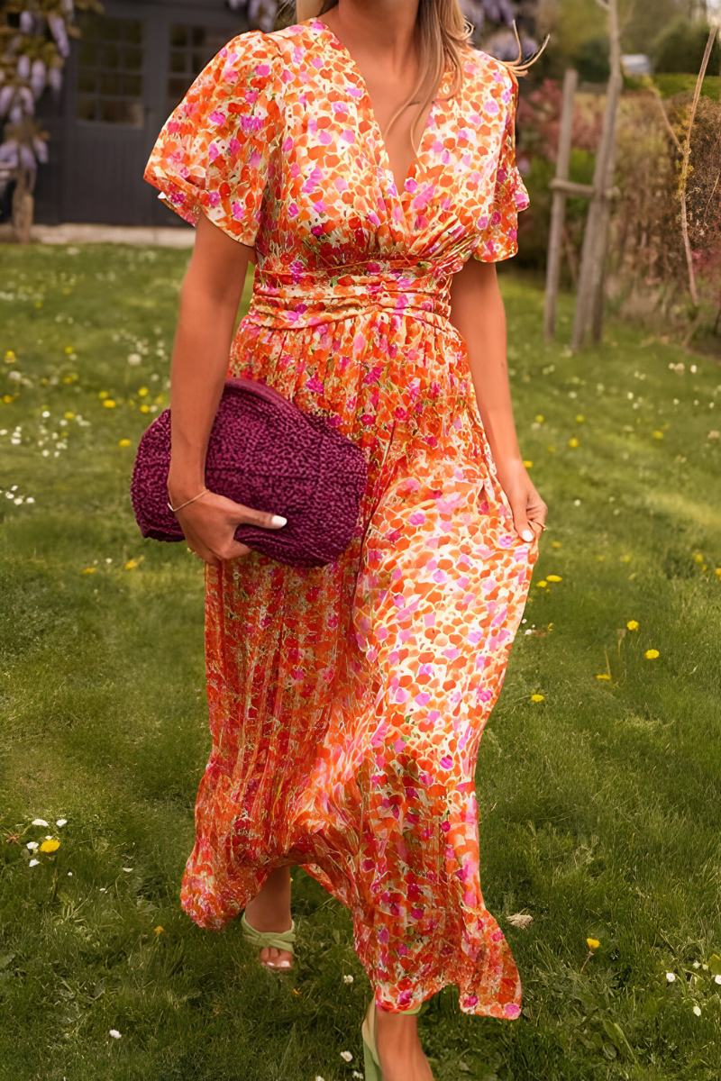 Damen Maxi-Kleid Blumenmuster Sommer Leicht