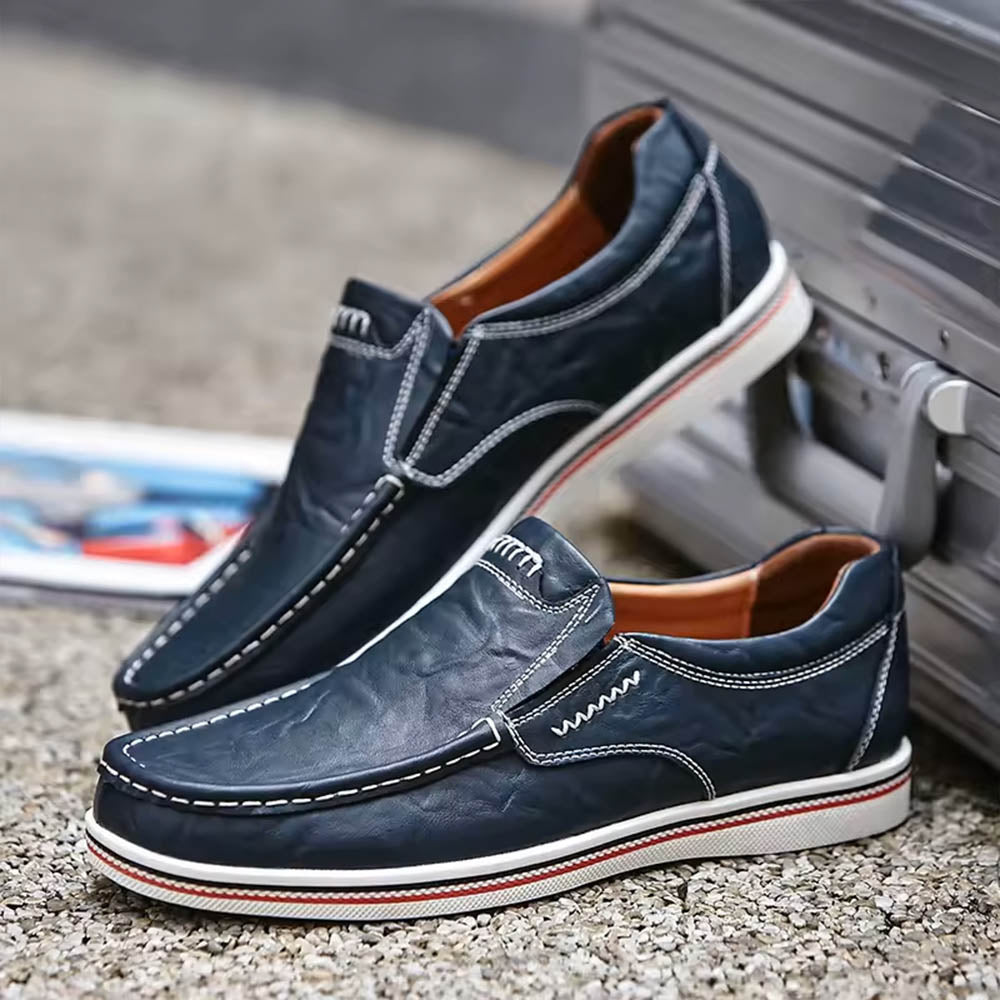 Herren Moc Toe Loafers Kontrastnähte Braun