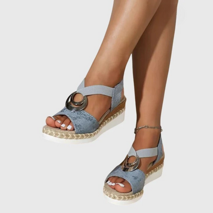 Damen Orthopädische Sandalen Schnallenriemen Leder Braun