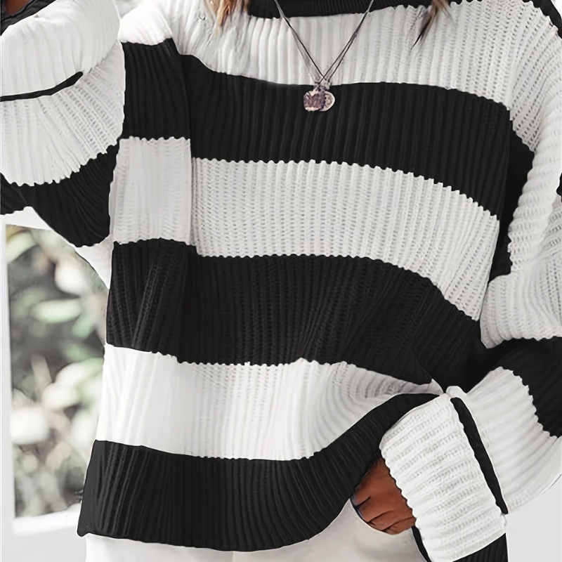 Eveloria Damen Oversize Pullover Gestreift - Eveloria
