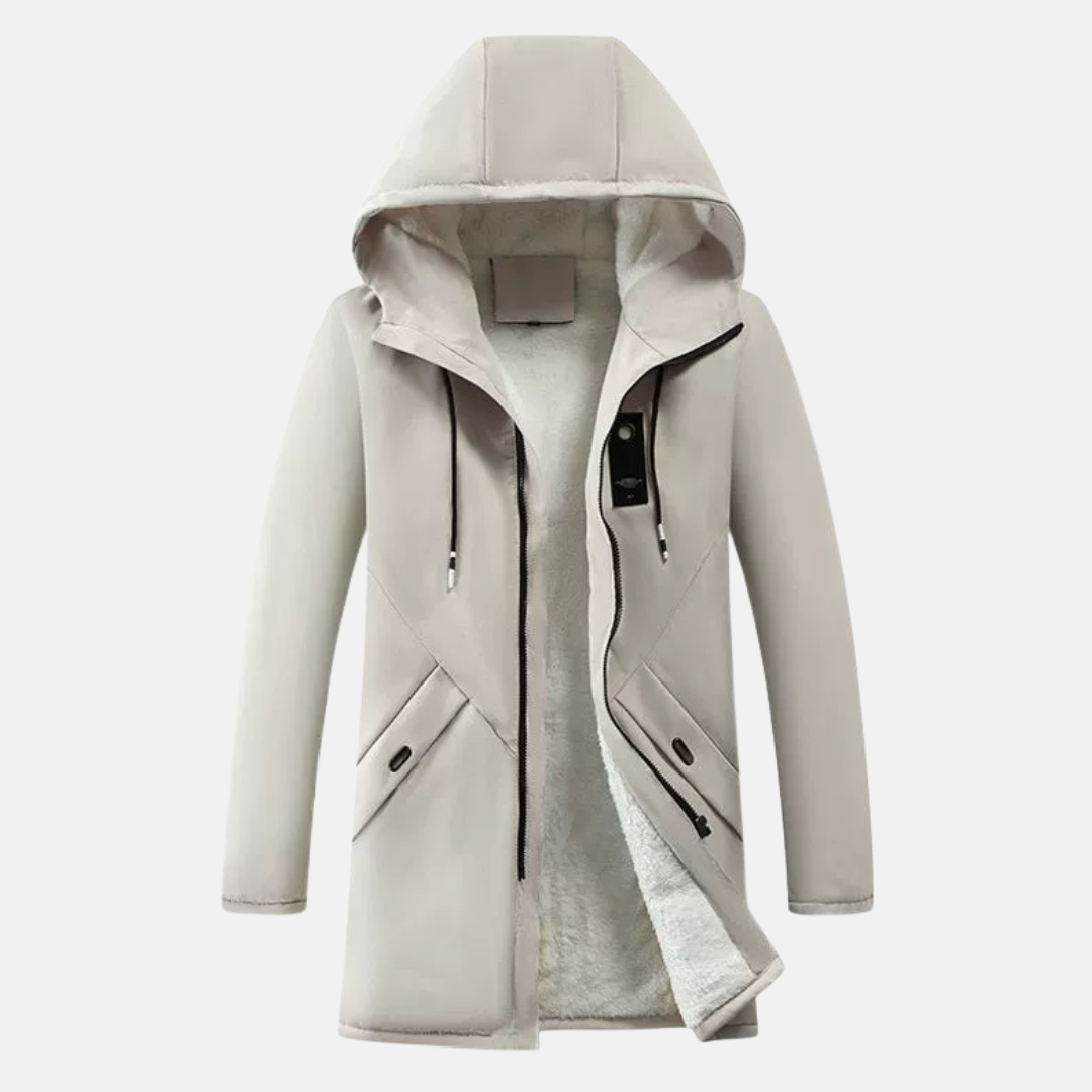 Eveloria Damen Kapuzenjacke Mittellang Fleece Winddicht Schwarz - Eveloria