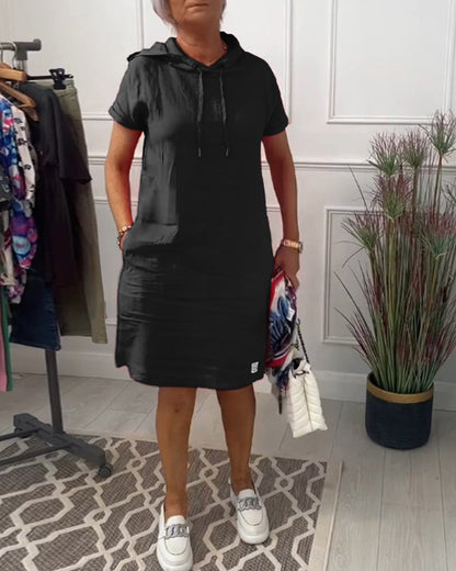 Eveloria Damen Freizeitkleid Kurzärmelig Mit Kapuze