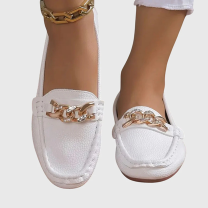 Damen Slip-On Loafer Kettendetail Leder