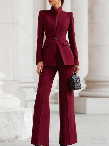 Damen Maßgeschneiderter Blazer Set Weites Bein