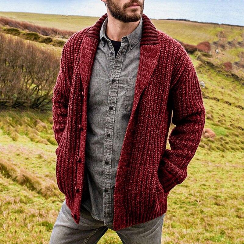 Herren Strickjacke Großgestrickt Komfortabel