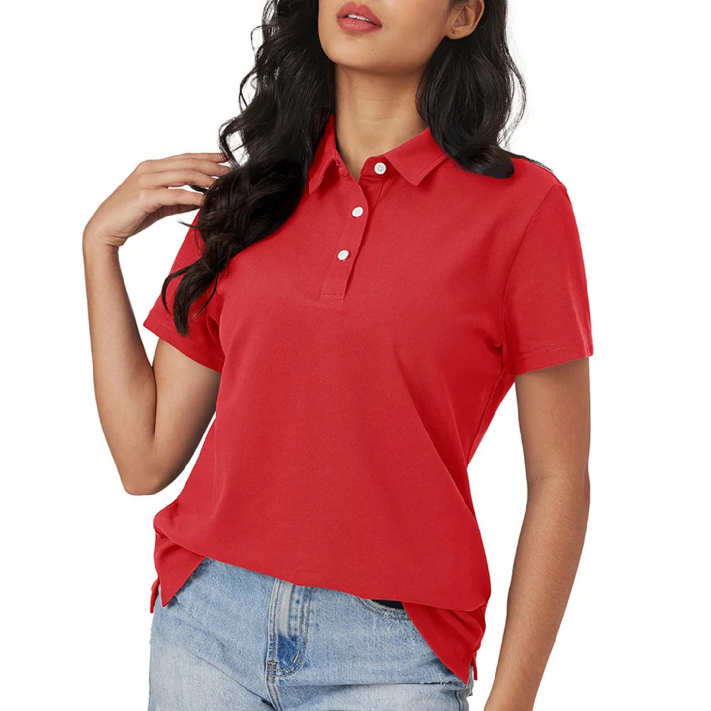 Eveloria Damen Polo Blau Seide Atmungsaktiv Leicht - Eveloria