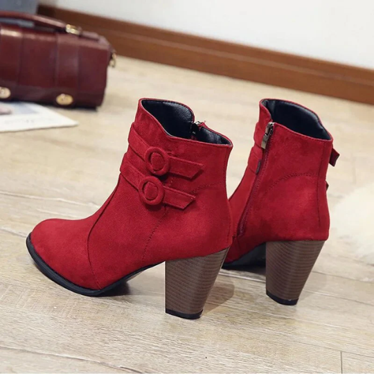 Damen High-Heel-Stiefeletten Schnalle Reißverschluss - Eveloria