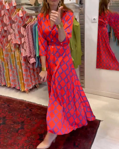 Damen Hemdkleid V-Ausschnitt 3/4 Ärmel - Eveloria