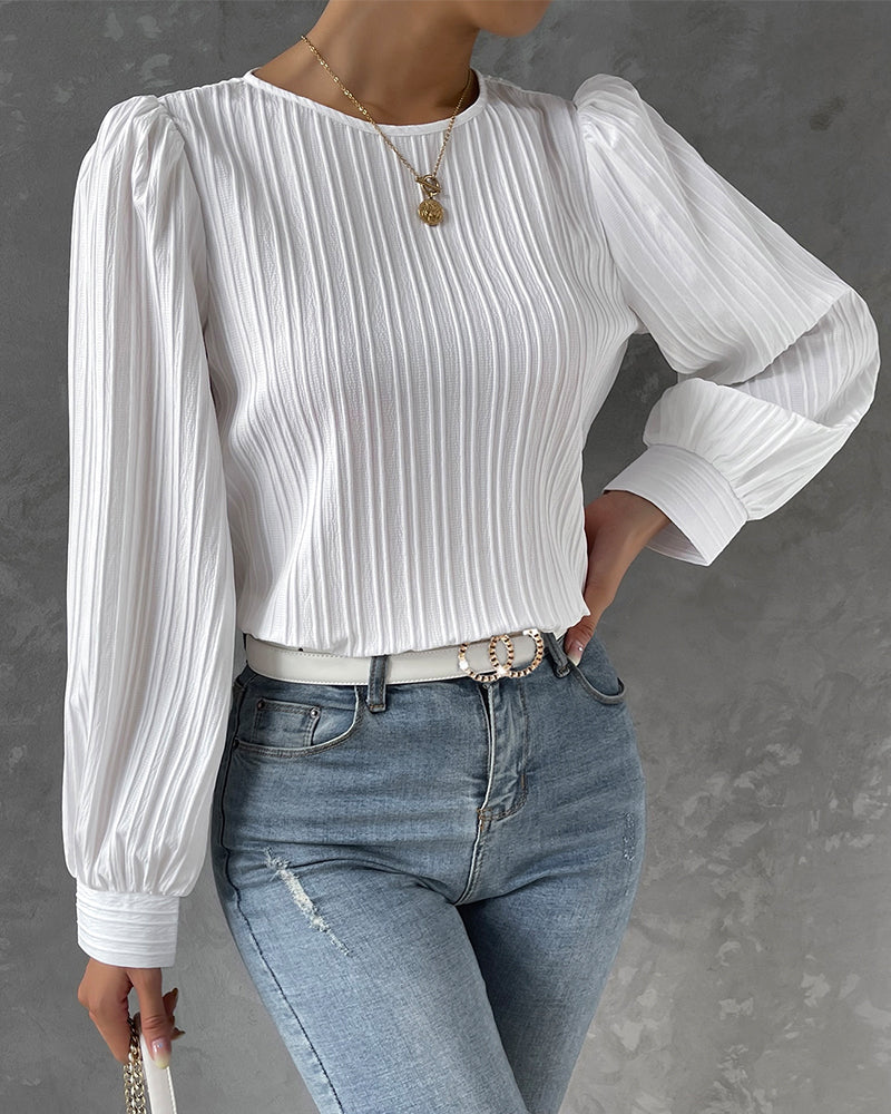 Eveloria Damen Elegant Shirt Rundhalsausschnitt - Eveloria
