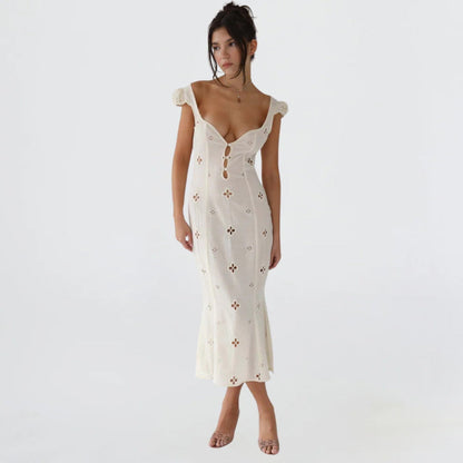 Damen Meerjungfrauen Midi Kleid Figurbetonter Schnitt